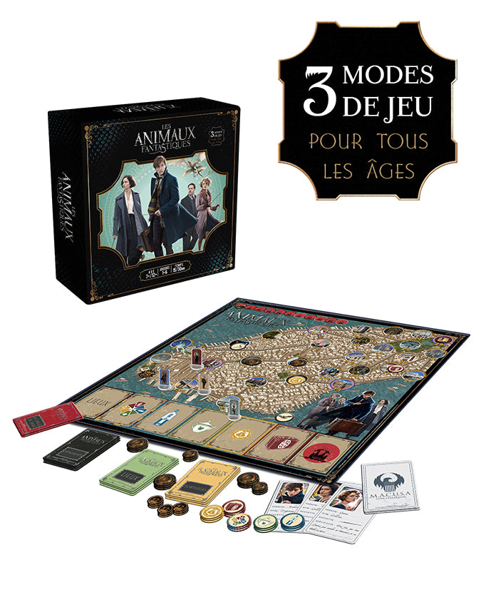 Vue éclatée du jeu de société Les animaux fantastiques