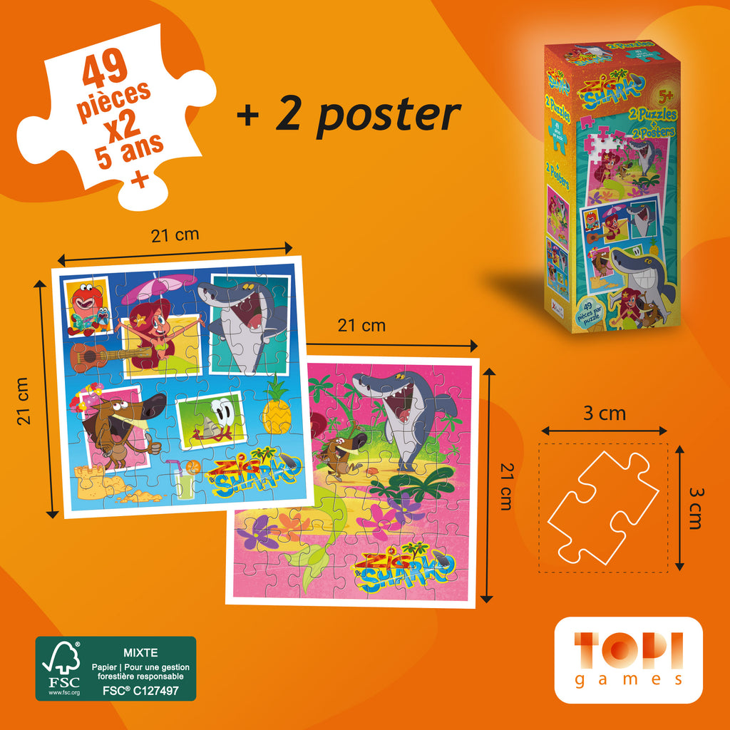 Zig &amp; Sharko – 2 puzzles of 49 pieces