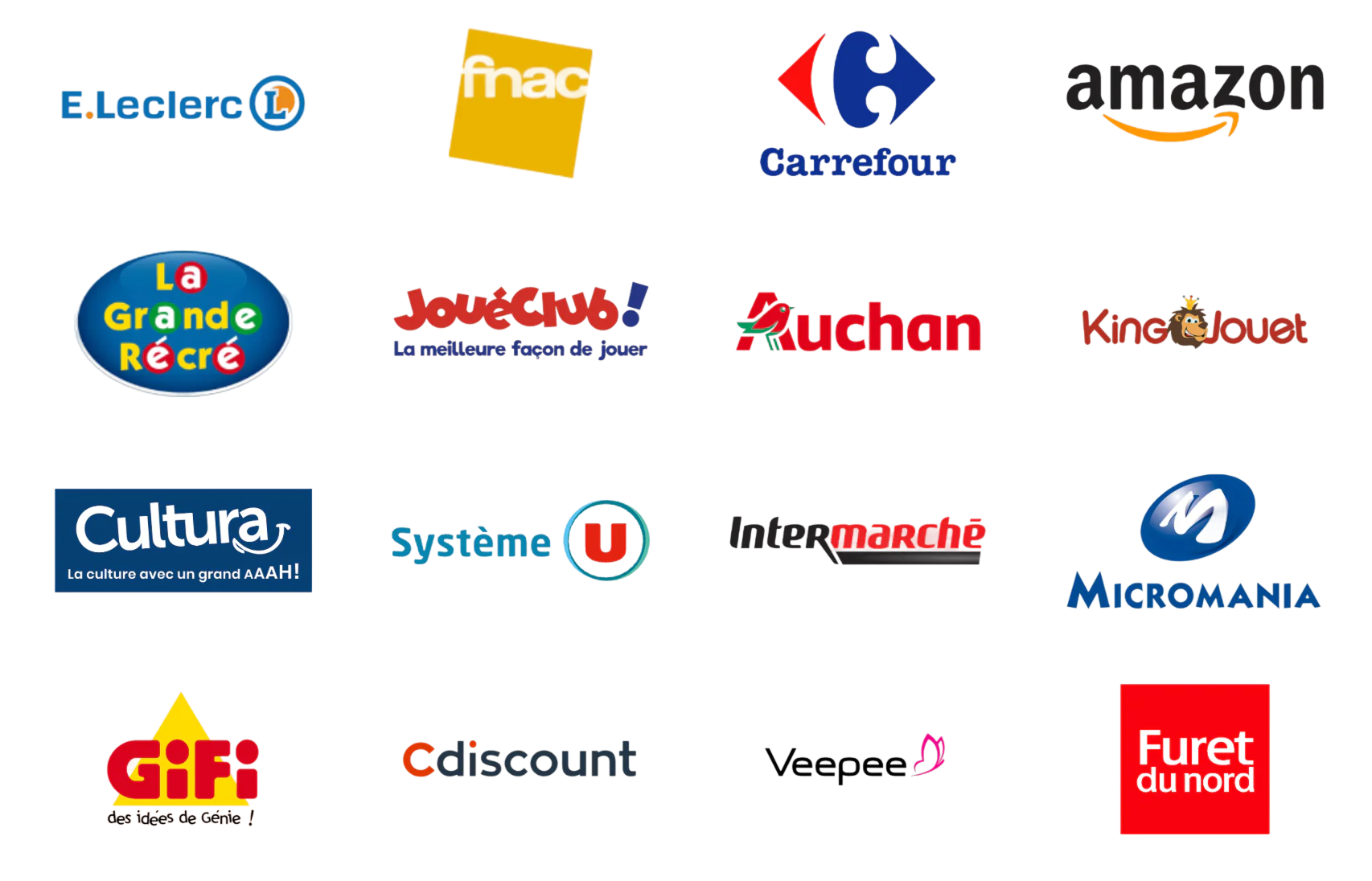 illustration des partenaires de topi games, différents logos d'enseignes