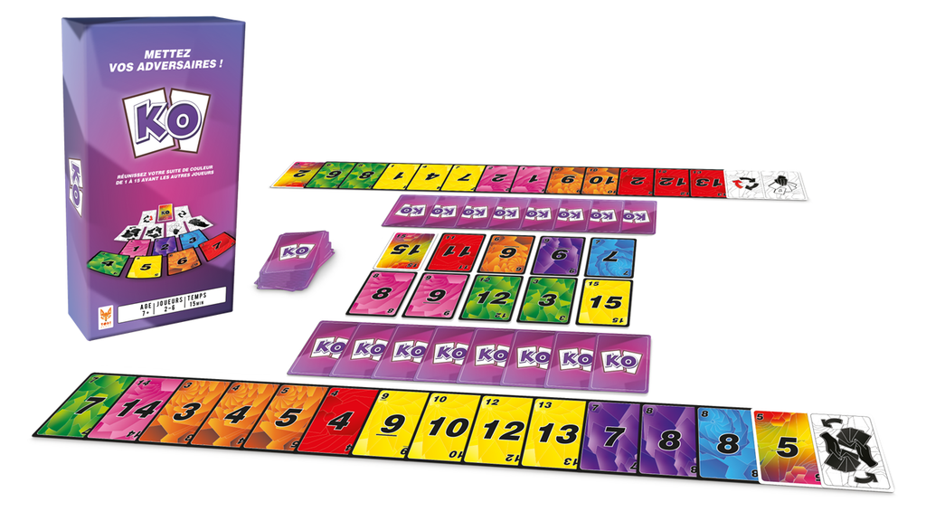 Ensemble des cartes du jeu de société KO de Topi Games