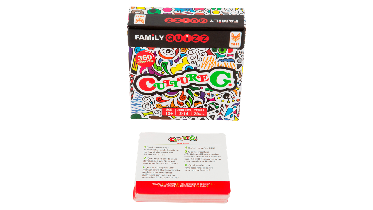 Boîte de jeu et des cartes Family Quizz Culture G de Topi Games